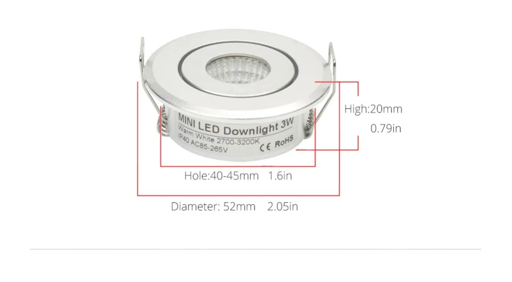 Silver spot led Mini 3W 5W 7W COB LED Downlight Dimmable Recessed Lamp Light best for ceiling home office hotel 110V 220V
