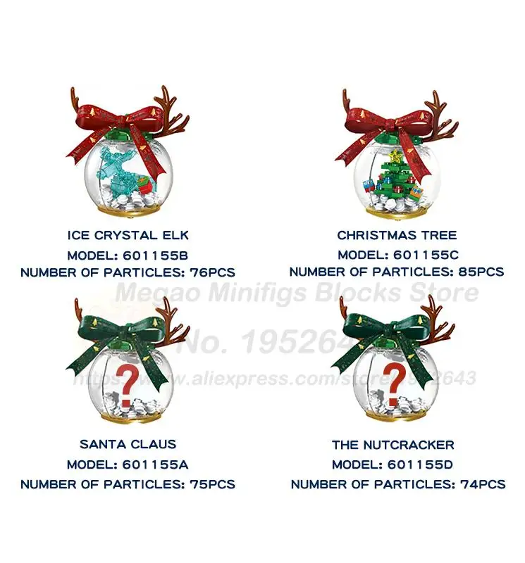 4 pcs/pack MOC Christmas Blind Boxes Santa Claus Ice Elk The Nutcracker Christmas Tree Decorations Building Blocks Kids Toys Diy