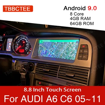 Reproductor Multimedia para coche Android 9,0, 4 + 64GB, para Audi A6, C6, 4f, 2005 ~ 2011, MMI, 2G, 3G, navegación GPS, Monitor táctil estéreo Navi