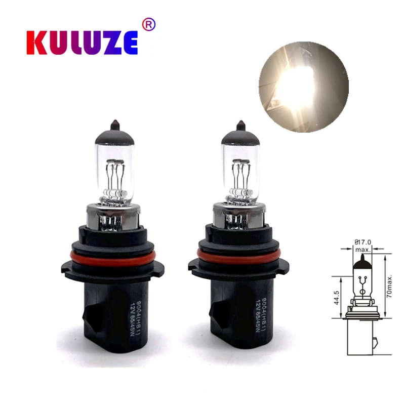 

KULUZE 10Pcs HB1 9004 12V 65/45W Car Bulb headlight Lighting Halogen lamp Quartz Clear high quality Fog lamp