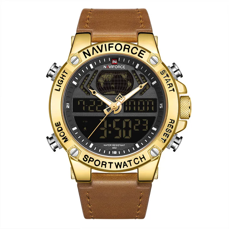 gold NAVIFORCE Лидирующий бренд Мужские часы синие Модные Роскошные Кварцевые часы мужские s военные спортивные наручные часы Relogio Masculino - Цвет: gold