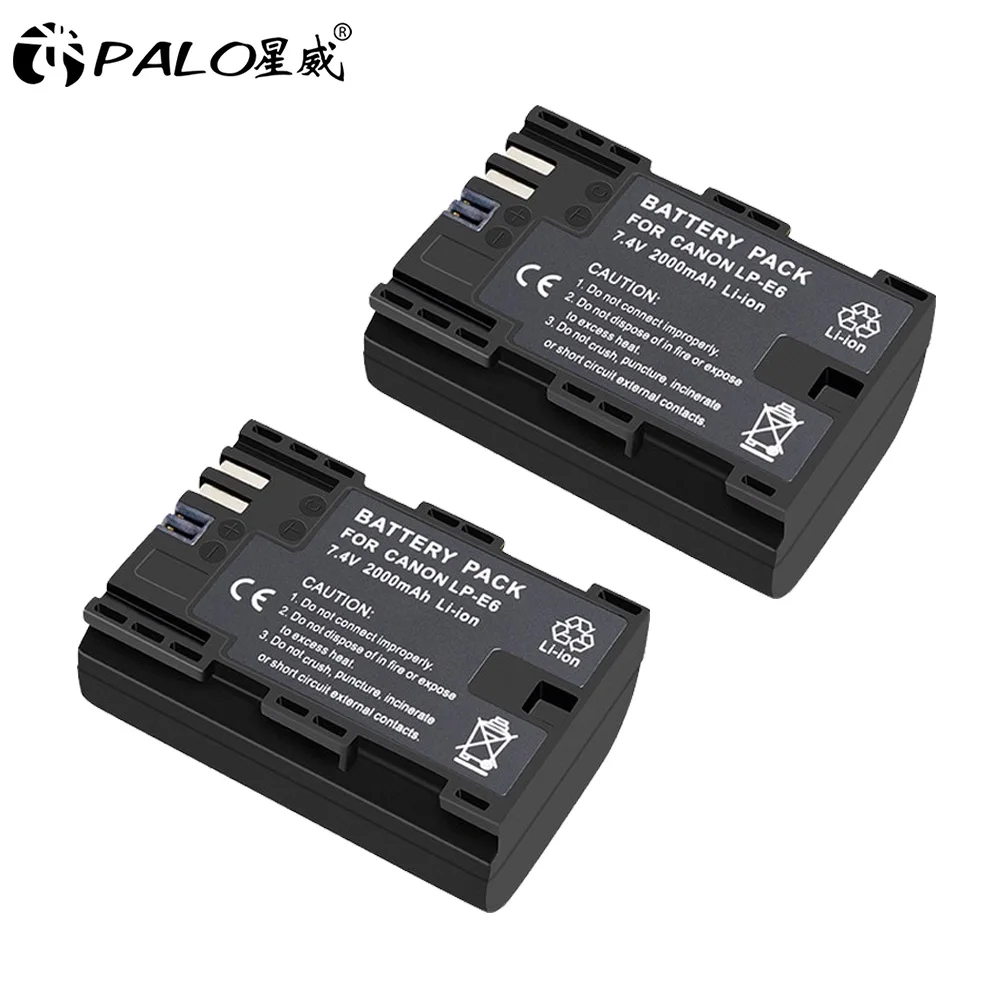 2pcs battery PALO LP-E6 LP-E6N LP E6 батарея+ LPE6 зарядное устройство для Canon EOS 6D 7D 5D Mark II III IV 60D 60Da 70D 80D 5DS R XC10 камера - Цвет: 2pcs battery