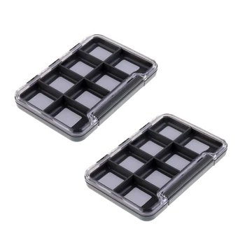 

2 Pieces Waterproof Fly Fishing Lure Bait Tackle Hook Box Magnet Case Storage with 8 Compartments