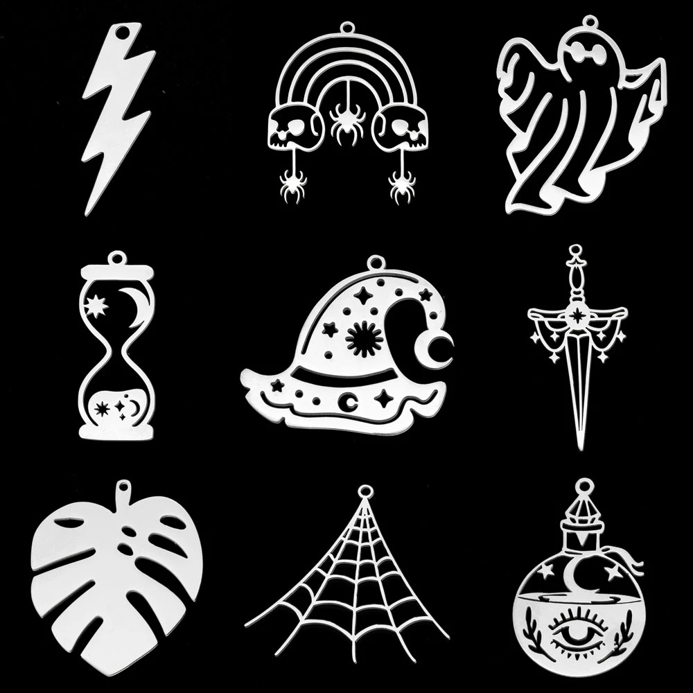 5pcs/lot 100 Stainless Steel Geometric Diy Earring Charm Pendant