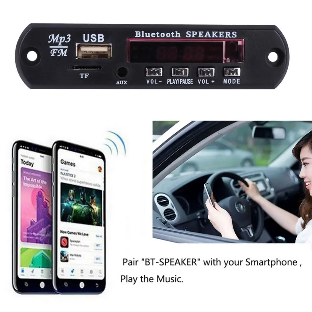 Automobile MP3 FM Radio Bluetooth 5.0 Speaker Module Audio Decoder Board
