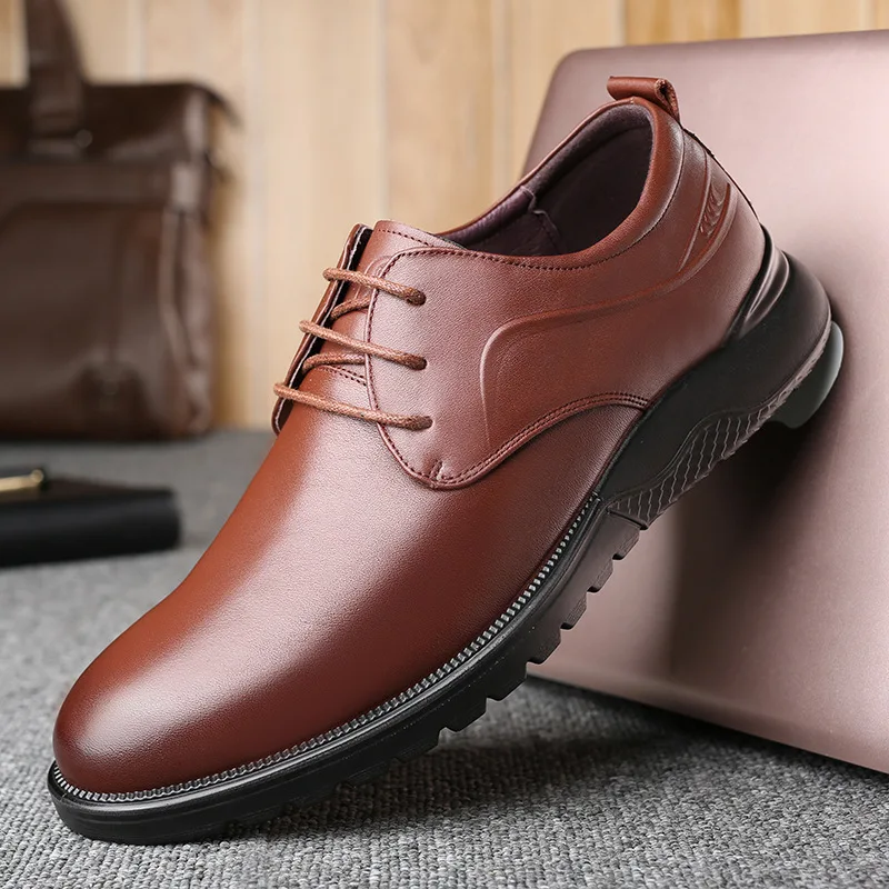 

LOTORY Autumn England Men Business Casual Shoes Formal Wear Leather Shoes Men's Lace-up Wear-Resistant 16005