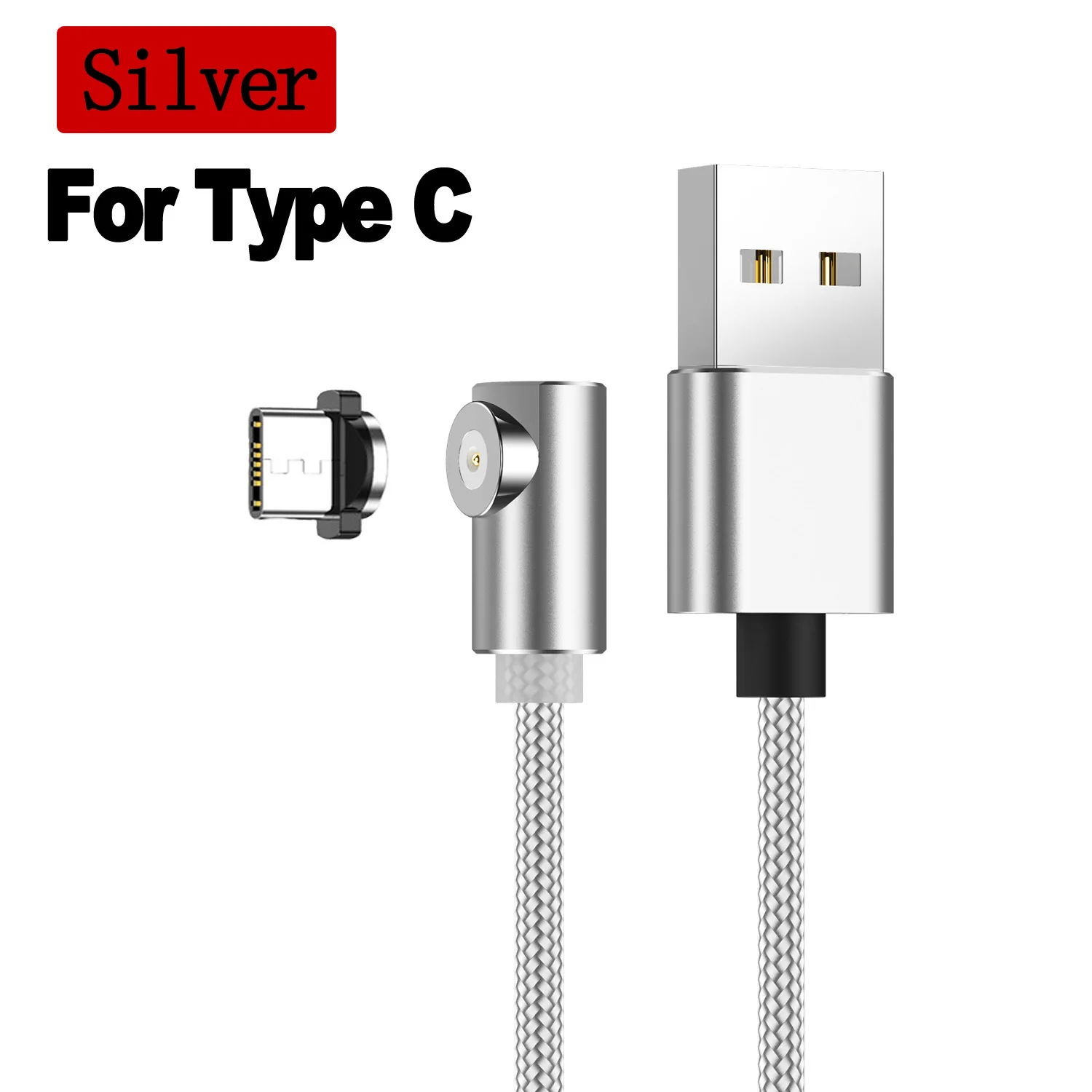 Lovebay 2 м Быстрый Магнитный кабель type C Micro usb зарядка для iPhone samsung Android мобильный телефон Магнитный кабель зарядное устройство кабель - Цвет: Type C For Silver