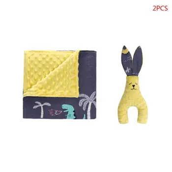 

2019 2Pcs/set Baby Toddler Newborn Beanie Blanket Doll Set Super Soft Baby Blanket Stripped Wrapped Swaddle