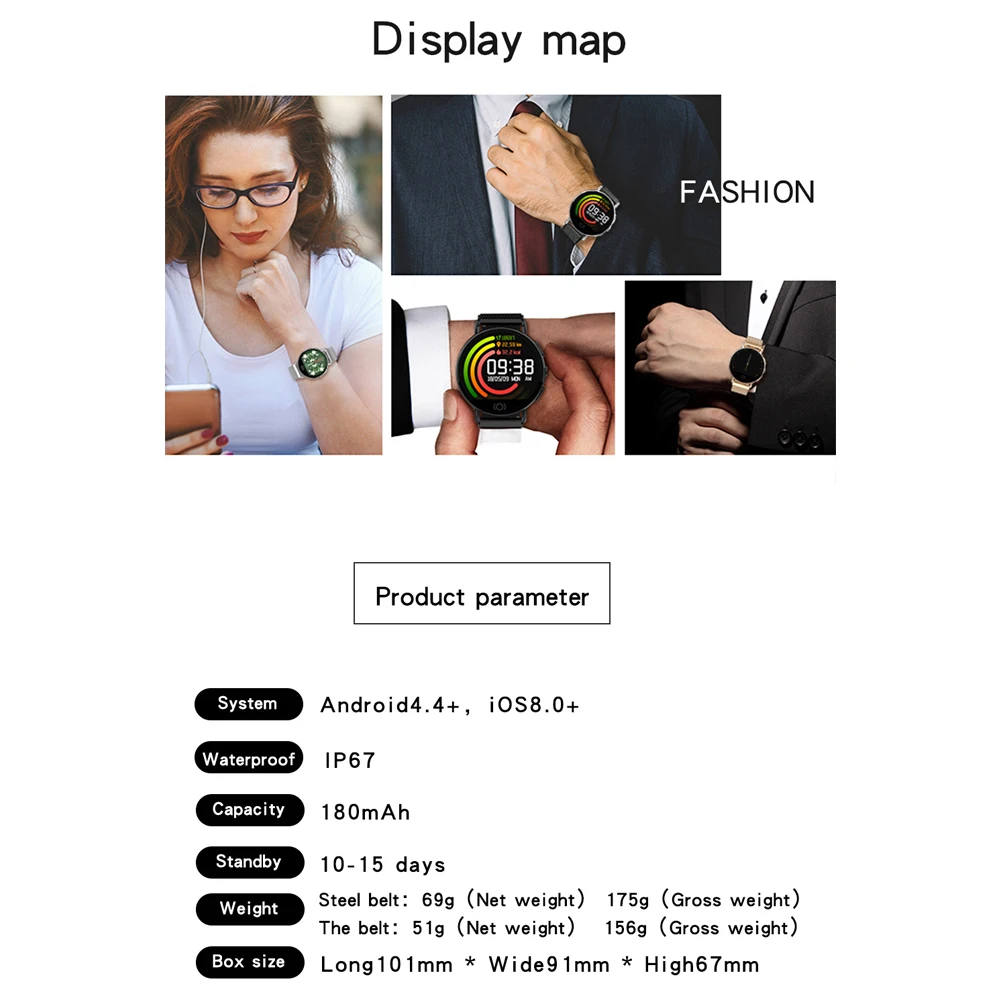 Умные часы браслет водонепроницаемые спортивные для Android Ios умные пульсометр