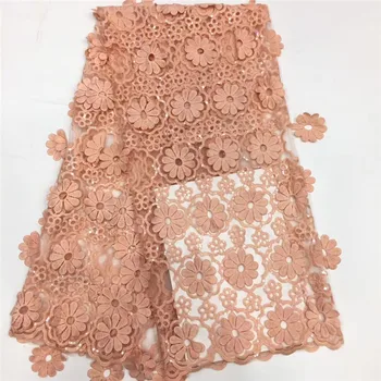 

Wonderful peach African tulle apparel material embroidery French net lace fabric for party dress PDN750 (5yards/lot)multi color