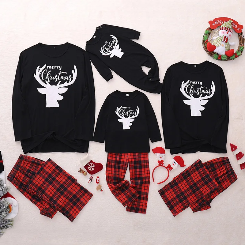 

Family Christmas Pajamas Set Deer Print Mommy and Me Clothes Couple Baby Kid Dad Mom Matching Family Outfits New Year's Pajamas