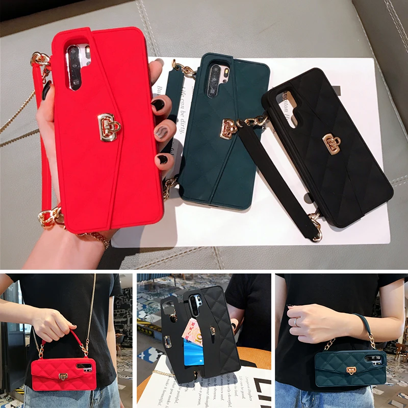 Чехол-Кошелек для Huawei P30 Pro мягкий силиконовый чехол с кармашком карт сумочка