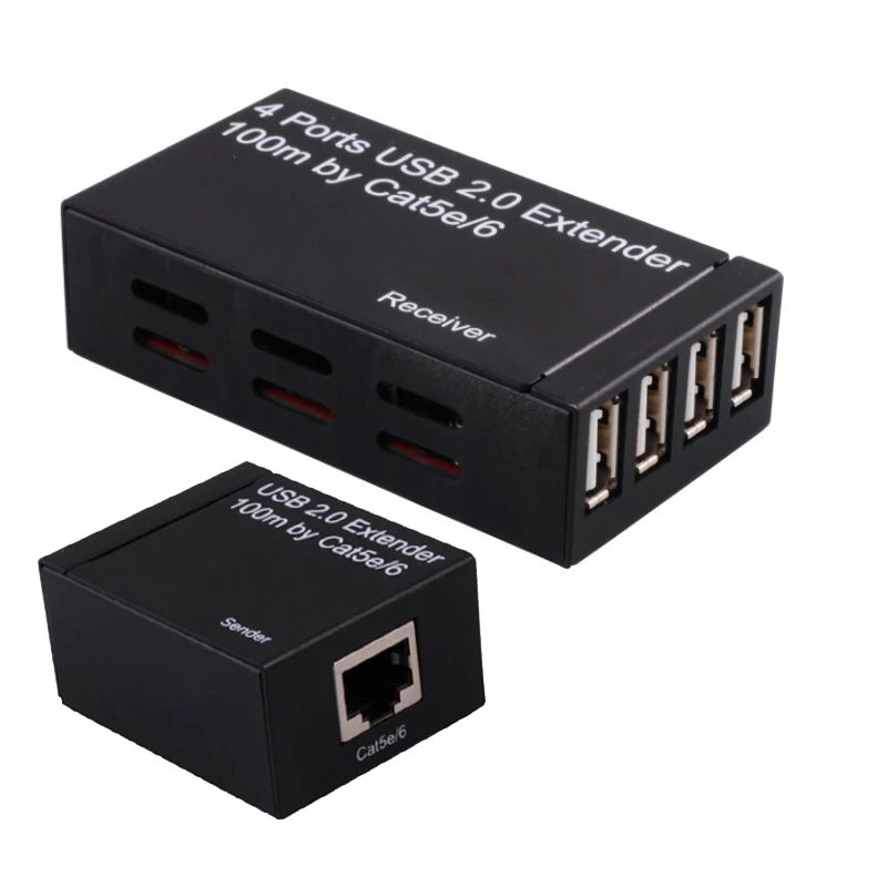 4 портовый Удлинитель USB 2 0 с кабелем cat5e/6 длиной до 100 м и адаптером питания|usb 2.0