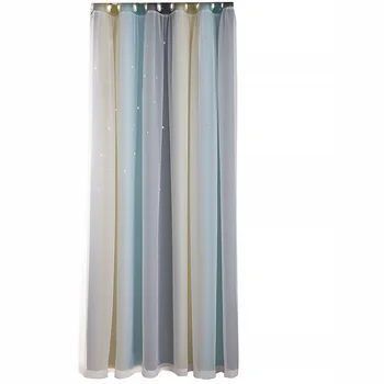 

Double Layer Curtain Shining Star Gradual Change Color Shading Heat Insulation Mesh Curtain for Living Room Bedroom