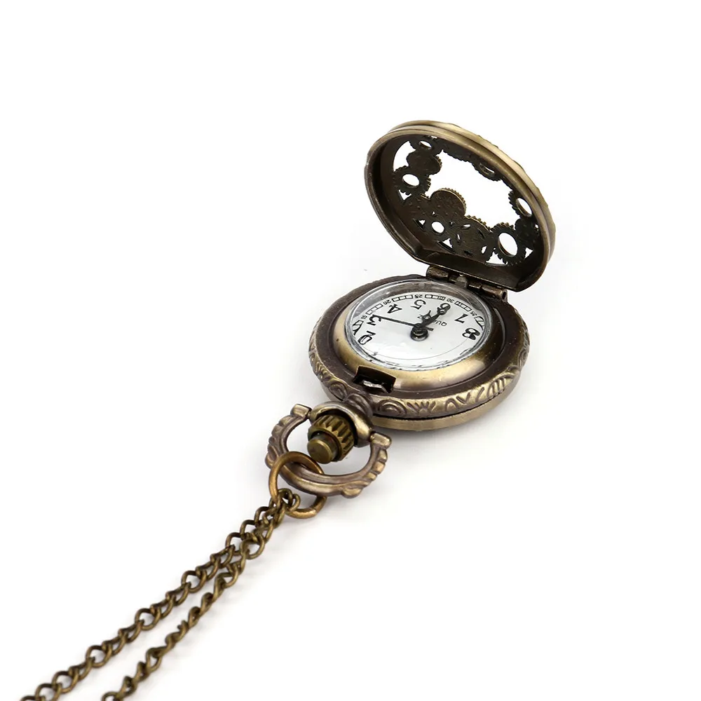 Винтажный стимпанк Ретро Бронзовый дизайн карманные часы кварцевые кулон ожерелье подарок часы оптом Relogio De Bolso#4O23