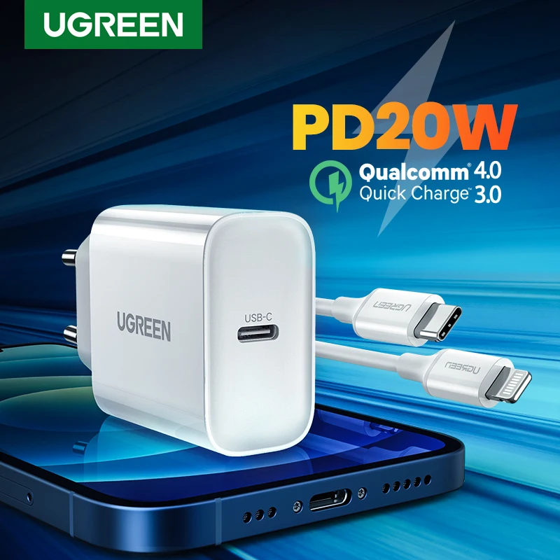 UGREEN PD Ladegerät 20W QC 4,0 QC 3,0 USB Typ C Schnelle Ladegerät Schnell Ladung 4,0 3,0 QC für iPhone 12 Pro Xs 8 Xiaomi Telefon PD Ladegerät