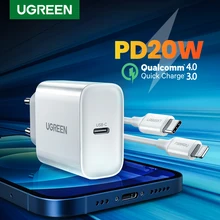 Ugreen pd carregador 20w qc4.0 qc3.0 usb tipo c carregador rápido carga rápida 4.0 3.0 qc para iphone 12 pro xs 8 xiaomi telefone pd carregador