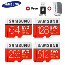 SAMSUNG Micro SD de 128GB de tarjeta de memoria de 64GB y 256GB EVO Plus de Class10 TF tarjeta C10 tarjeta SD 100 MB/S MicroSD UHS-1 U3 cartao de memoria