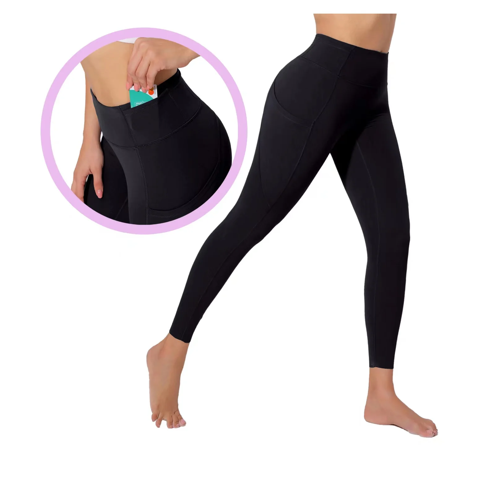 seamless leggings High Waisted Plain Full Length Legging with Pocket Women Stretch Push Up Fitness Yoga Pants Gym Workout Sports Long Tights XS-XL tiktok leggings amazon