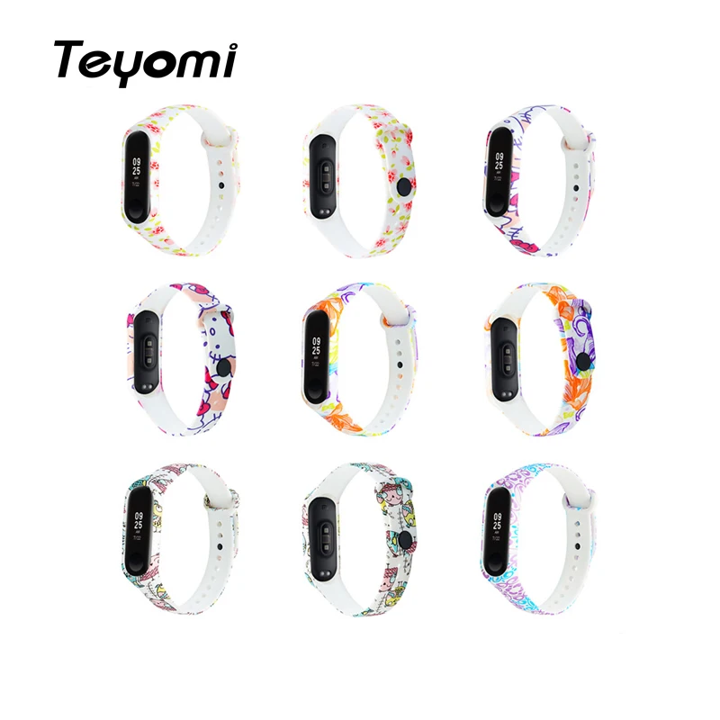 Teyo mi красочный Band 3 4 ремешок Браслет замена для Xiao band силиконовый Pulsera Correa ремень с