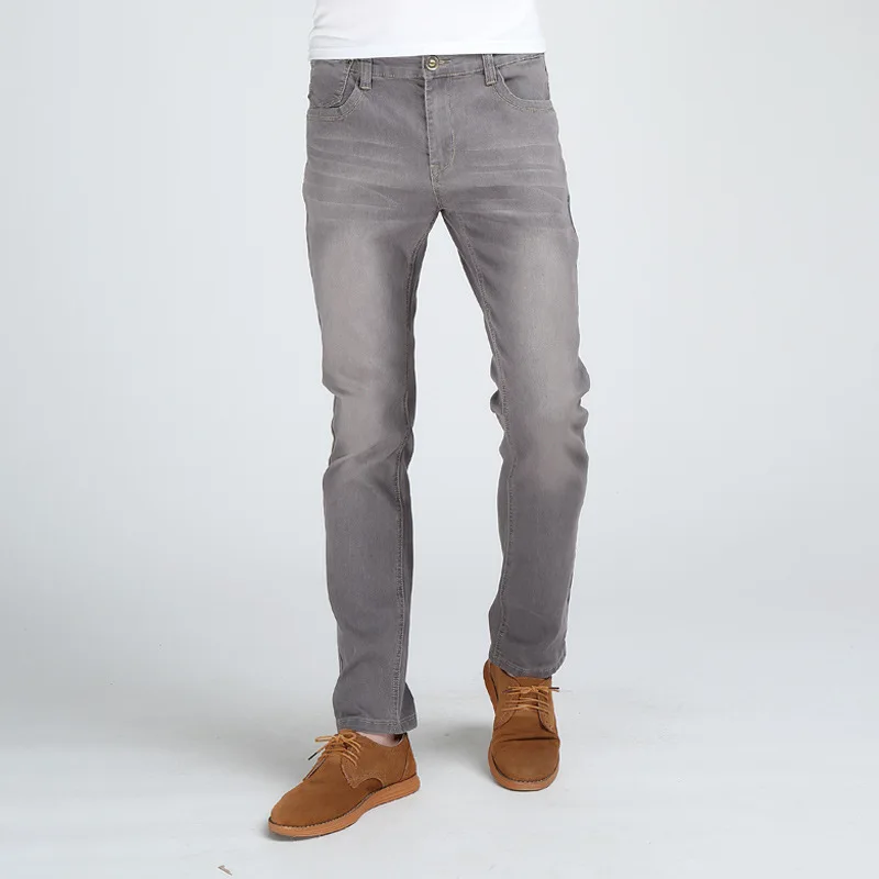 BMG109 gray Мужские облегающие модные деловые брендовые Стильные узкие прямые джинсы высокого качества из хлопка повседневные мужские Стрейчевые джинсовые брюки размера плюс 28-38 - Цвет: BMG109 gray