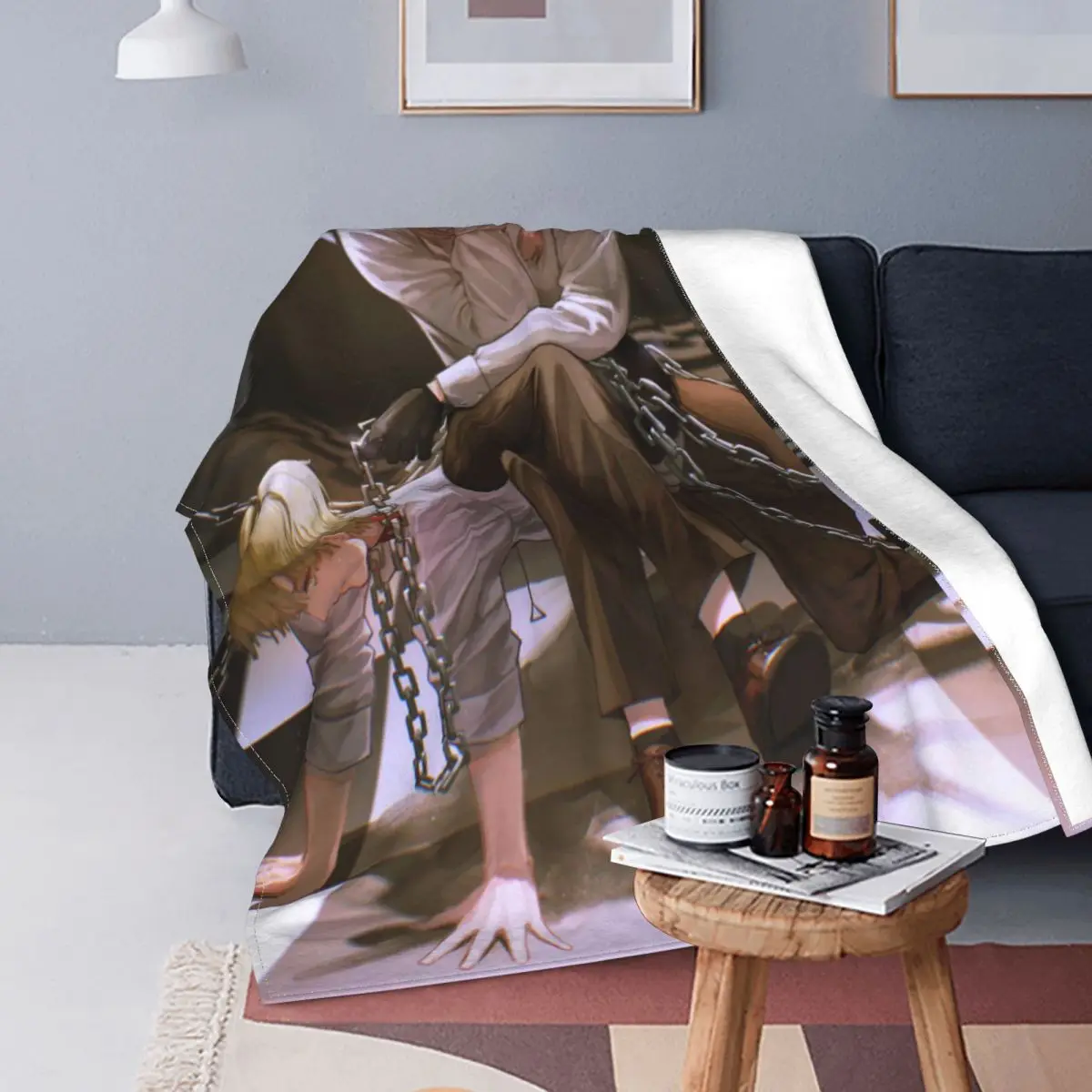 Anime Makima Blanket Chainsaw Man Fuzzy Novelty Warm Throw Blankets for