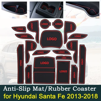 

Anti-slip Car Door Rubber Cup Cushion Slots Mat for Hyundai Santa Fe DM Maxcruz Grand SantaFe ix45 2013~2018 Car Pad Accessories