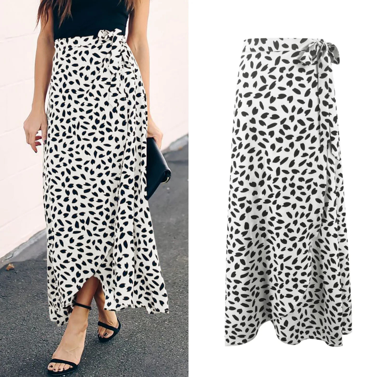 Hot Selling Summer New Products WOMEN'S Dress Polka Dot Printed Slit Long Skirts Skirt 2820