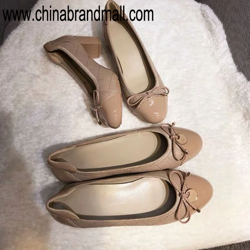 

Spring Flats Women Shoes Bowtie Loafers Cow Leather Elegant Short Heels Slip On Footwear Female Pointed Toe Shoes