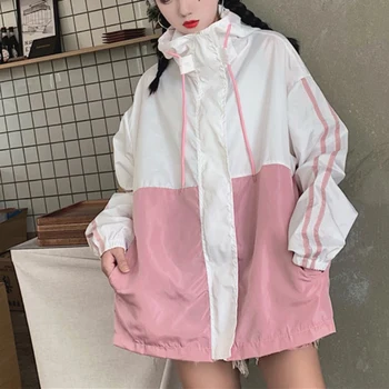 

Women Sexy Loose Printed Breathable Sunscreen Long-Sleeved Zipper Windbreaker Jacket