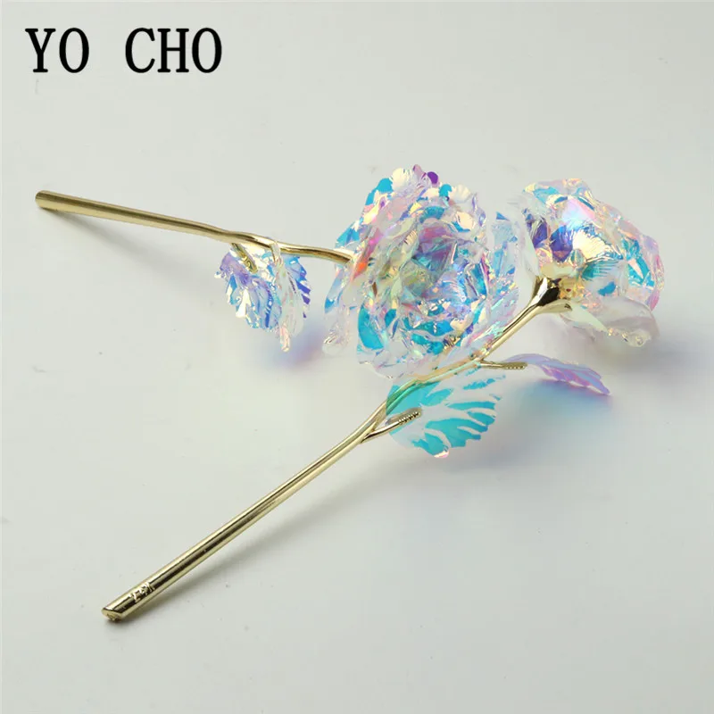 YO CHO artificial flowers 24k gold rose with box Romantic Newyear valentinex27s day giftpresent foil flowers decoration13