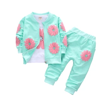 

New Spring Autumn Children Clothes Suit Baby Girl Cartoon Jacket T Shirt Pants 3Pcs/Set Toddler Fashion Clothing Kids Tracksuits