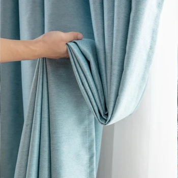 

Pure Color Window Blackout Curtain Thickened Cotton Linen Shading Cutains for Living Room Bedroom Luxury Curtains Courtain
