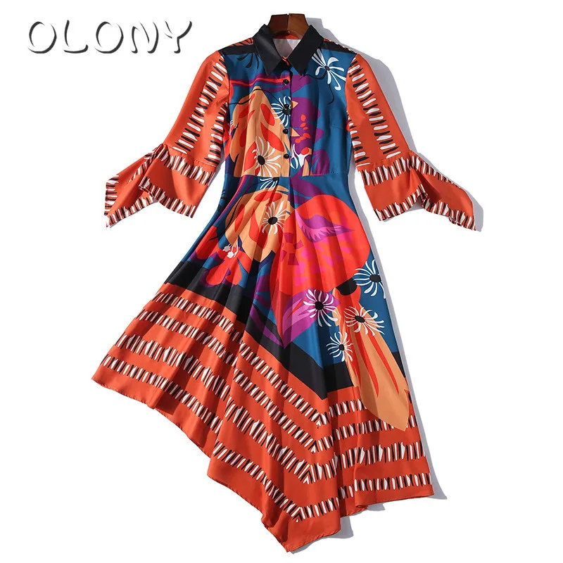

T Platform Go Excellent 2019 Printing Split Joint women Dress