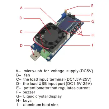 

Electronic Load USB Load Tester 35W Constant Current Battery Capacity Tester