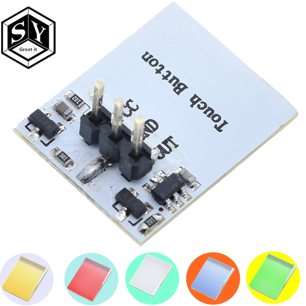 

Green Blue Red and Yellow Color RGB Capacitive touch switch button module 2.7 V to 6 V module anti-jamming is strong HTTM series
