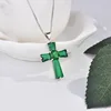 Luxury Silver Color Irregular Zircon Cross Emerald Pendant Necklaces For Women /Girls Fashion Charm Party Choker Jewelry Gift 1
