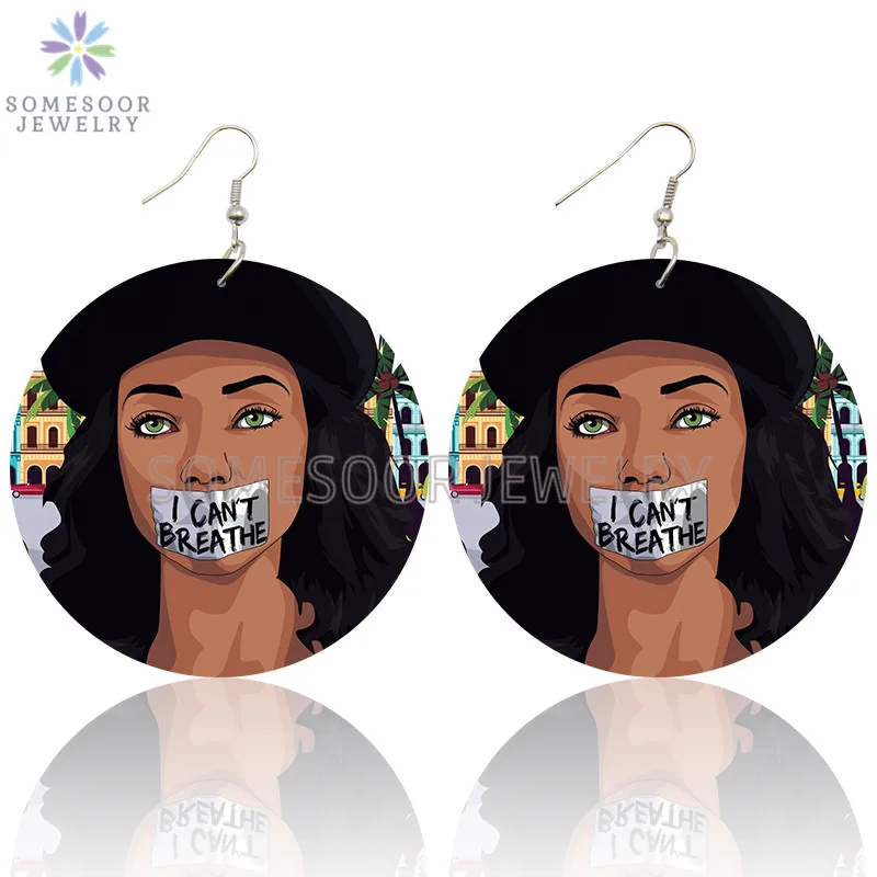 Деревянные серьги капли SOMESOOR Black Lives Dreams Futures Melanin Poppin I't Breathing Designs ювелирные