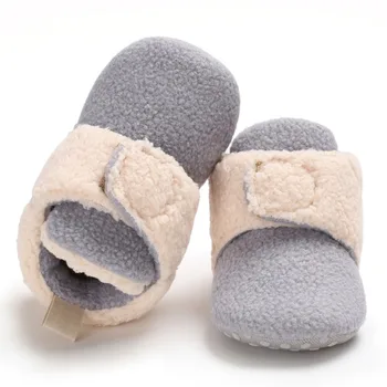 

Kids Baby Boy Girl Boots Autumn Winter Models Stitching Baby Casual Soft Bottom Toddler Shoes Cotton Fabric Hook & Loop Unisex