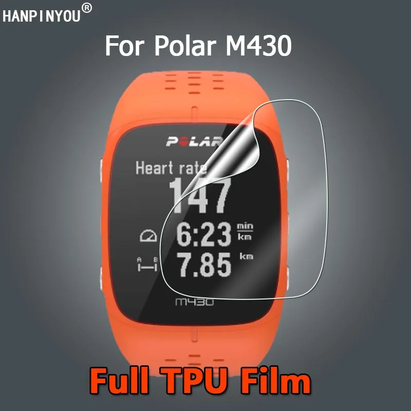 Per Polar M430 Gps Sport Watch Bracelet Ultra Clear Slim Full Cover Soft Tpu Hydrogel Pellicola Salvaschermo-Vetro Non Temperato