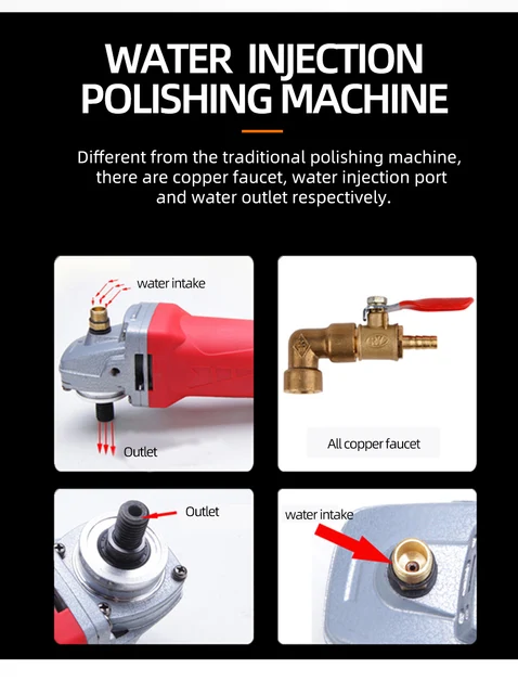 Lucidatrice Pneumatica Ad Acqua - Per Marmo E Granito, 3 Velocit&agrave;, 4300 Giri/min, Con Disco Abrasivo