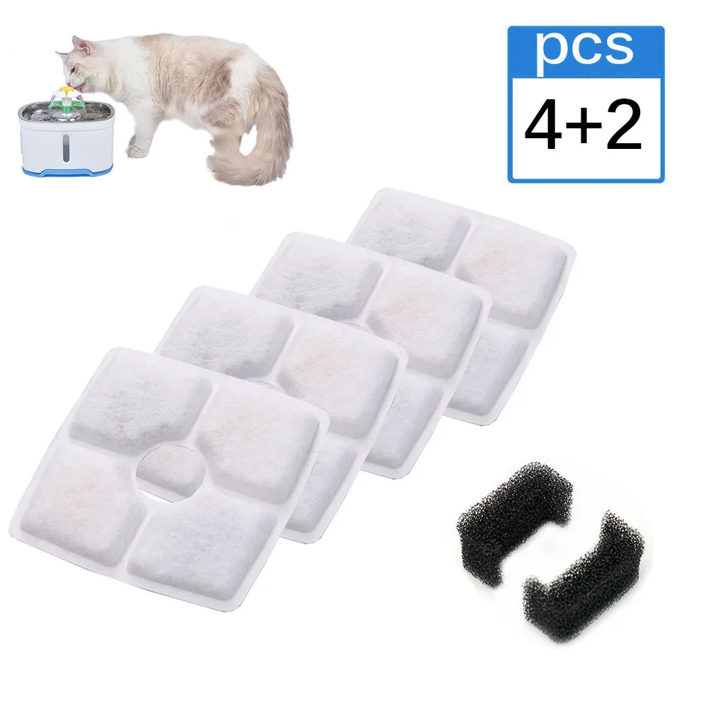 4PCS Activated Carbon Filter 2 Sponge For Automatic Cat Dog Fountain Water Feeder Replace Drinking Machine Accessories | Дом и сад