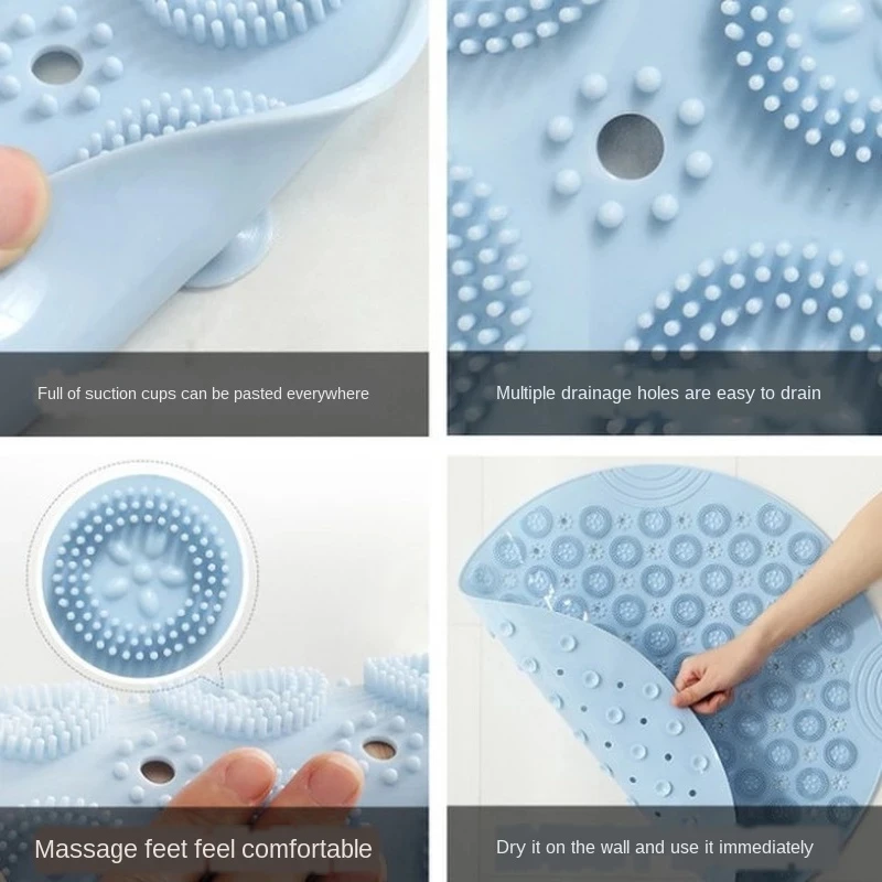  Shower Mat with Drain Hole in Middle with Suction Cups