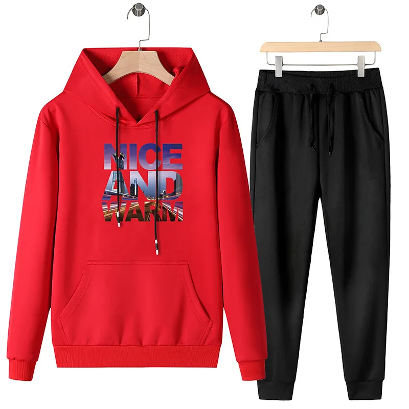 

2019 Autumn Winter Sweatsuit Men Fashion Hoodies Set Mens Track Suit Men Sportswear Sets Male Hoodie+Pants Jogger Suits For Men