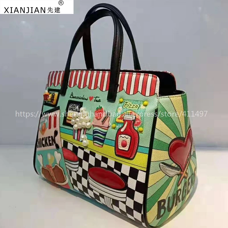 DHL Xianjian почерк сумка bolsas уникально стоящая bolsas ручная работа итальянский картофель фри женские сумки