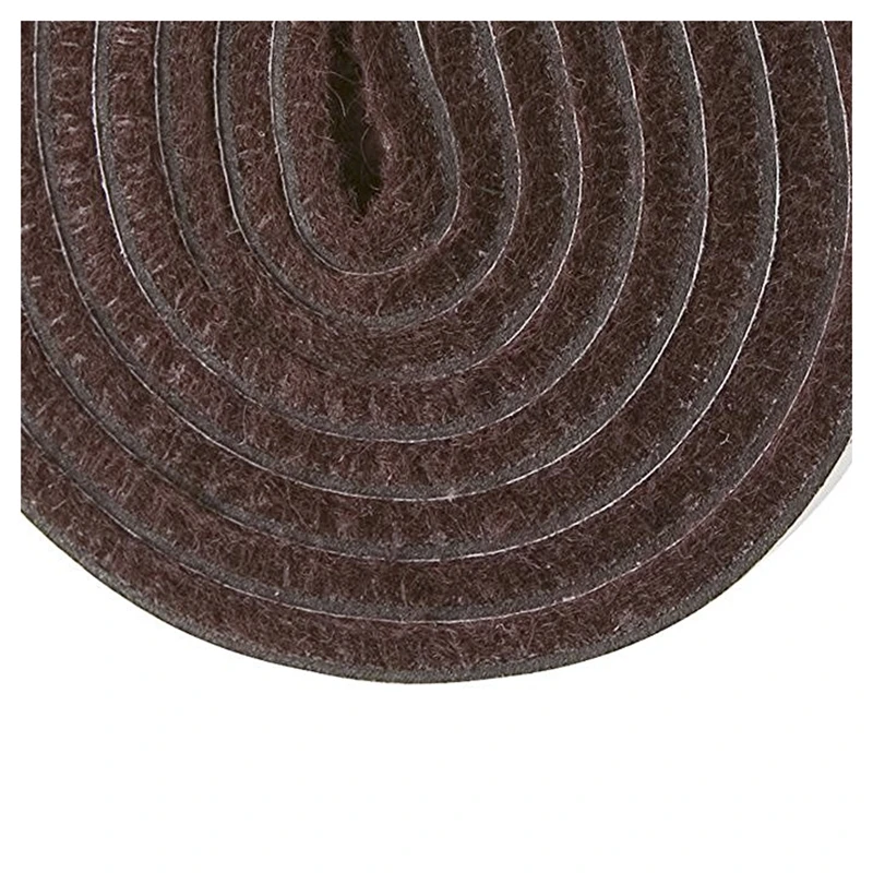 Самоприлипающая сверхмощная войлочная полоска рулон для твердых поверхностей (1/2 дюймов x 60 дюймов), коричневый