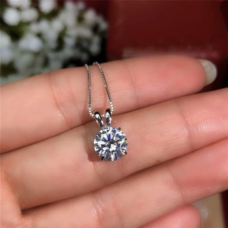 BOEYCJR 925 серебро 1ct/2ct F цвет Муассанит VVS помолвка элегантный свадебный кулон ожерелье для женщин Подарок на годовщину