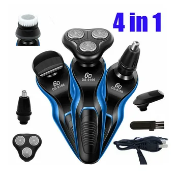 

DS-9166 4-in-1 Beard Shaver Electric Beard Sideburn Nose Hair Trimmer LED Display USB Rechargeable Shaving Tool