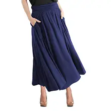 Юбка Женская высокая талия твердая винтажная свободная пляжная карманная обёрточная женская одежда макси юбка Rokjes Dames Rokken#2S27