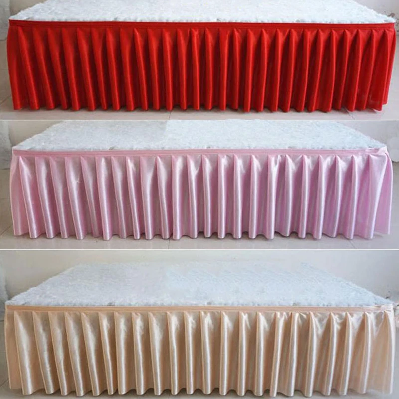 Colorful Ice Silk Wedding Table Skirt Tablecloth Table Cover Wedding Stage Decoration
